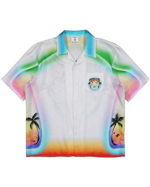 CASABLANCA Airspray Cuban-Collar Shirt - Blue
