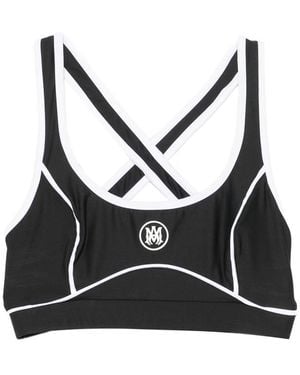 Amiri Logo-Print Crossover-Strap Sports Bra - Black
