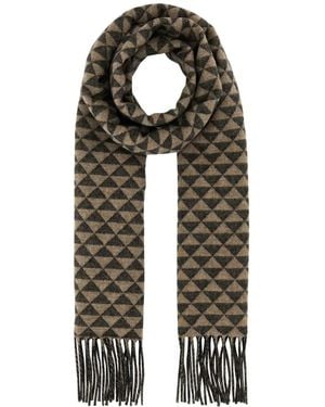 Prada Symbole Double Wool And Cashmere Scarf - Black