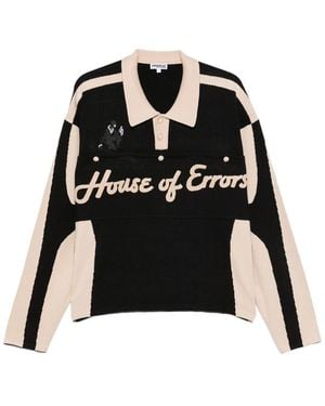 House of Errors Logo-Embroidered Polo-Collar Polo Shirt - Black