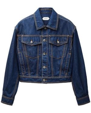 Versace Contrast-Stitch Denim Jacket - Blue