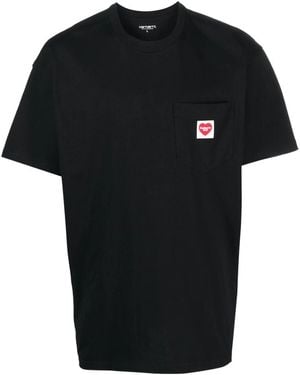 Carhartt Logo-Patch Cotton T-Shirt - Black