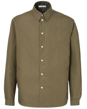 Fendi Ff Motif Press-Stud Shirt - Green