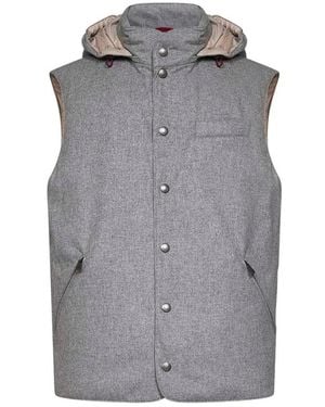 Brunello Cucinelli Hooded Padded Gilet - Grey