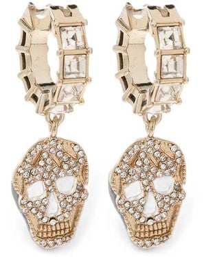 McQueen Pavé Skull Hoop Earrings - Metallic