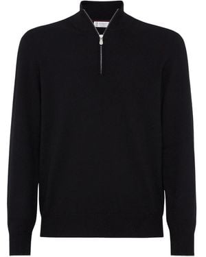 Brunello Cucinelli Long-Sleeve Cashmere Sweater - Black