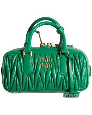 Miu Miu Matelassé Leather Tote Bag - Green