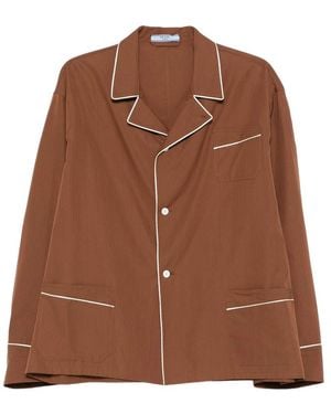 Prada Piped-Trim Cotton Shirt - Brown