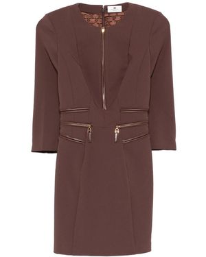 Elisabetta Franchi Zip-Detail Dress - Brown