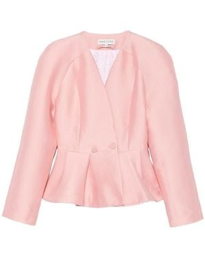 Stine Goya Peplum-Hem V-Neck Jacket - Pink