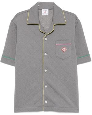 CASABLANCA Monogram-Jacquard Contrast-Trim Shirt - Grey