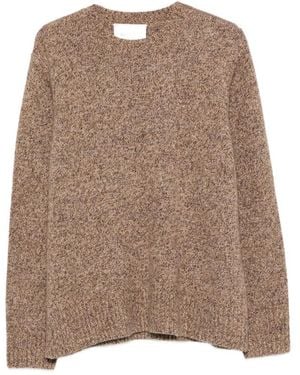 Soft Goat Melange-Effect Crew-Neck Jumper - Brown