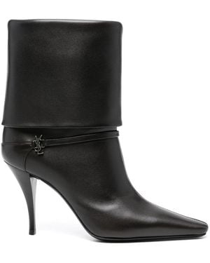 Saint Laurent 85Mm Folded Boots - Black