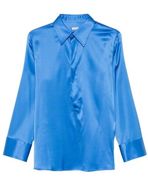 Covert Point-Collar Blouse - Blue