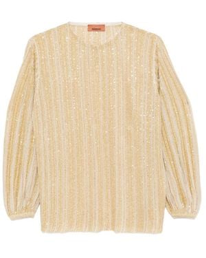 Missoni Striped Keyhole Long-Sleeves - Natural