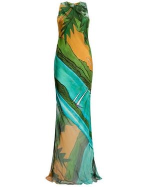 Donde Esteban Magdalena Halter-Neck Maxi Dress - Green