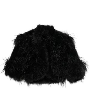 Elie Saab Feather-Trimmed Jacket - Black