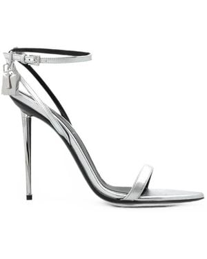 Tom Ford Padlock-Embellished Metallic-Effect Sandals - White