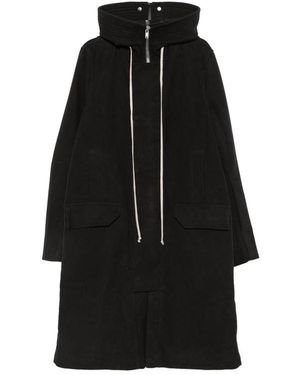 Rick Owens Drawstring-Hood Zipped Coat - Black