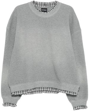 MADFRENZY Gingham-Trim Sweatshirt - Grey