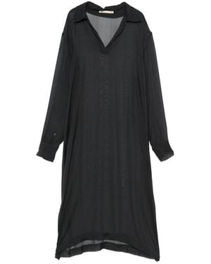 Paloma Wool V-Neck Spread-Collar Top - Black