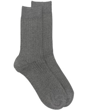 ANT45 Urbana Short Ribbed-Knit Socks - Gray