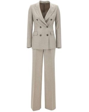 Tagliatore Pinstripe Double-Breasted Suit - Grey