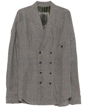 Ziggy Chen Prince Of Wales Double-Breasted Jacket - Grey