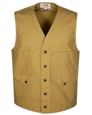 Filson Button Pocket Cotton Gilet - Green