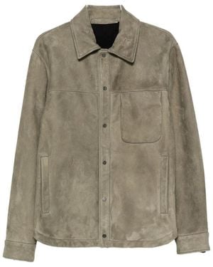 SANTORO Suede Press-Stud Jacket - Green