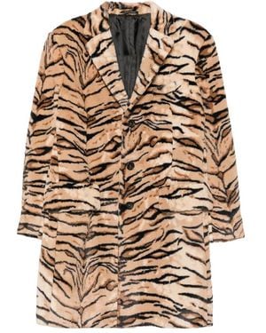 Reveres 1949 Tiger-Print Notched-Lapel Coat - Natural
