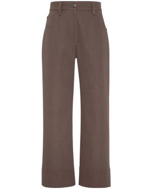 Brunello Cucinelli Pocketed Cotton Trousers - Brown
