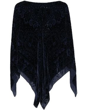 Etro Paisley-Velvet Poncho - Black
