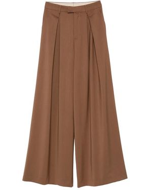 Berwich Nina Pleated Wide-Leg Pants - Brown