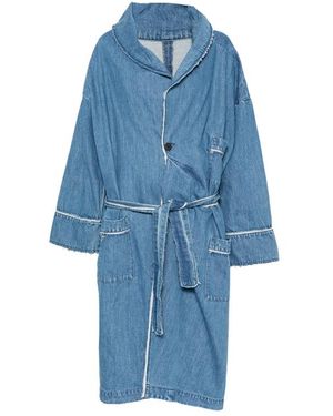 Facon Jacmin Miki Frayed-Hem Oversized Coat - Blue