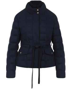 Moncler Bussettes Quilted Belted Jacket - Blue