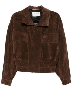 Saint Laurent Zipa-Fastening Suede Jacket - Brown