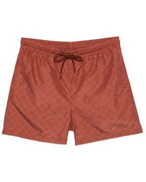 Gucci Monogram Drawstring Shorts - Red