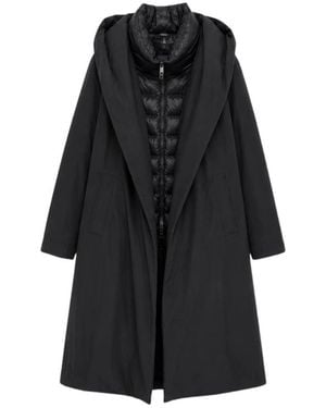 Herno Layered Hooded Coat - Black