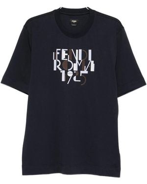 Fendi Roma 1925-Graphic T-Shirt - Blue