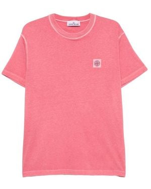 Stone Island Logo-Patch T-Shirt - Pink