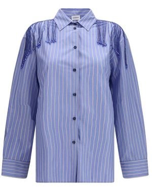 ANDAMANE Miley Beaded-Fringed Shirt - Blue