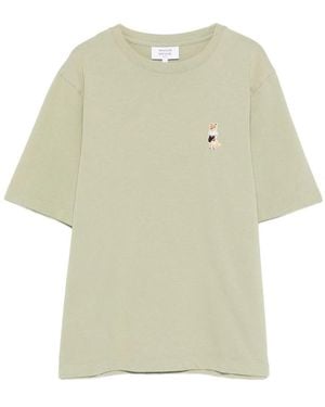 Maison Kitsuné T-Shirt With Embroidered Detail - Natural