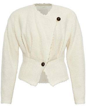 Isabel Marant Bouclé-Texture Raw-Edge Jacket - White
