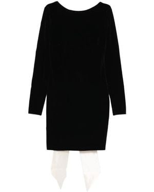 Never Fully Dressed Bow-Detail Long-Sleeve Mini Dress - Black