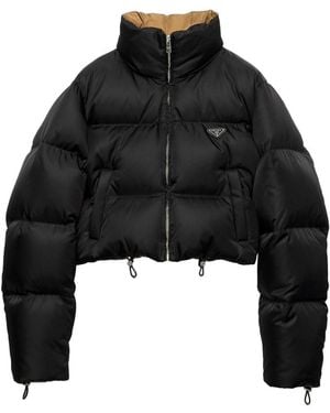 Prada Re-Nylon Cropped Down Jacket - Black