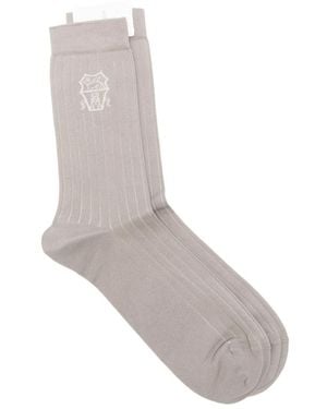 Brunello Cucinelli Ribbed Cotton Socks - Grey
