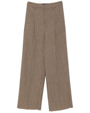 The Seafarer Houndstooth-Pattern Wide-Leg Trousers - Brown