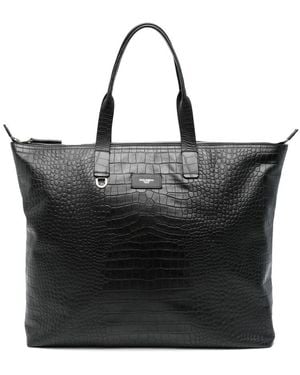 Dolce & Gabbana Crocodile-Embossed Leather Tote Bag - Black
