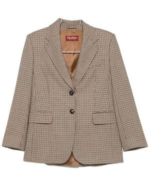 Max Mara Houndstooth Single-Breasted Blazer - Brown